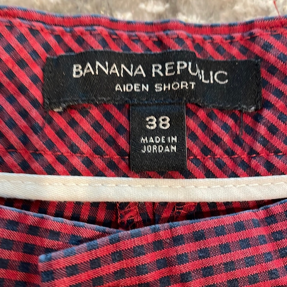 Mens red blue check shorts excellent condition non smoking home 38” waist